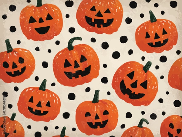 Fototapeta シンプルなベクタースタイルのハロウィンパンプキンパターン