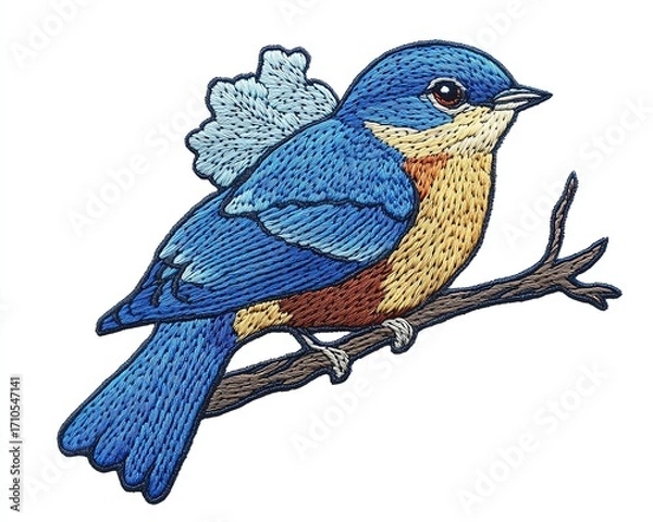 Fototapeta Colorful bird perched on a branch, vibrant details.