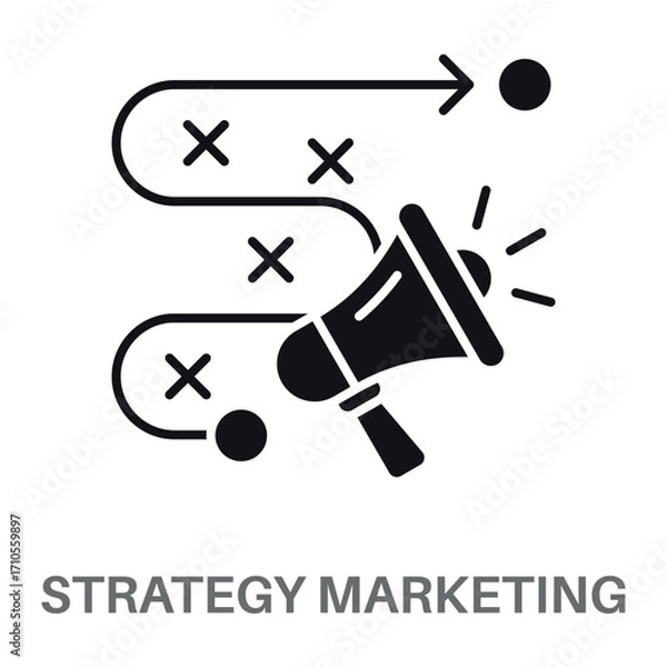 Obraz Strategy Marketing Silhouette Glyphs Concept Simple Style Design Vector