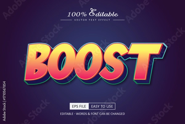 Obraz Boost Text Effect 3D Cartoon Editable