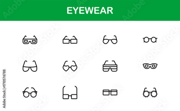 Fototapeta Eyewear icons – Professional line icon set featuring modern, minimal glasses and vision-themed vector designs