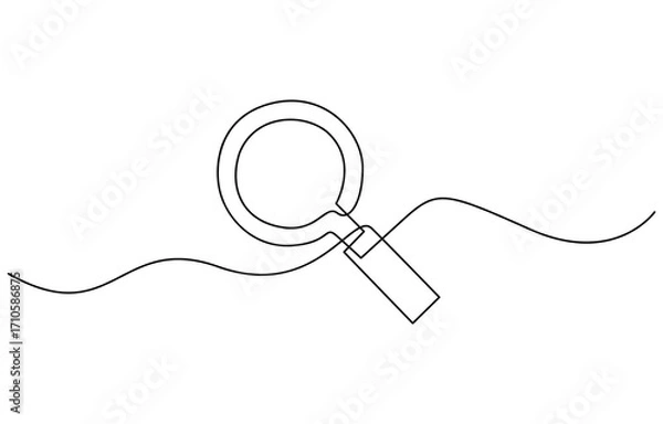 Fototapeta Continuous one line drawing of magnifying glass vector illustration. Editable design