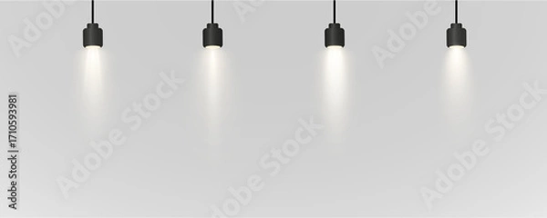 Fototapeta Spotlight, vector light set png, walls, studio light, different colors and shades of realistic light for design, advertising, banner, poster. Light rays and light effect	
