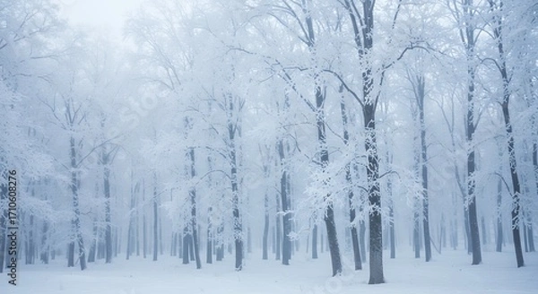 Obraz Snowy forest scene winter