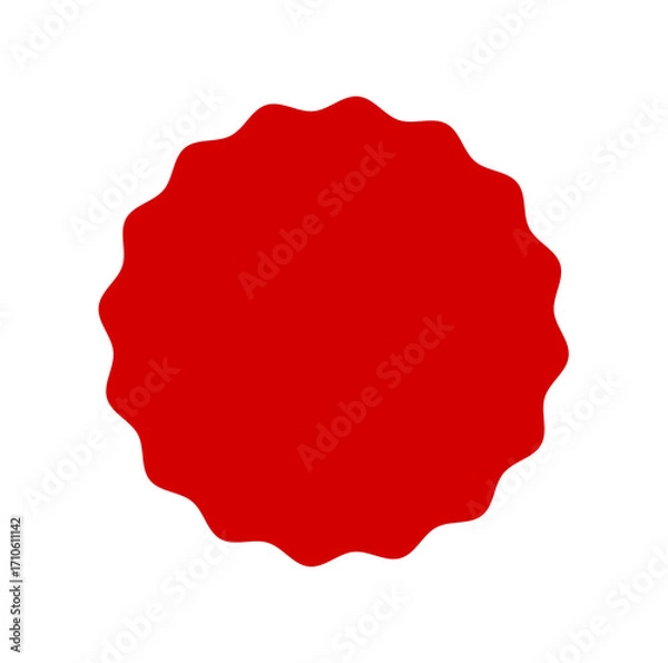 Obraz Red starburst badge shape with wavy edges for label, sticker, tag, badge, discount, and design on transparent background