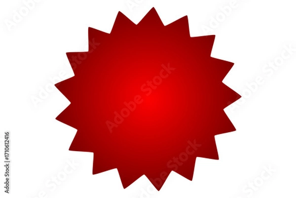 Fototapeta Red starburst badge shape for sale label, discount sticker, promotional tag, price badge, and marketing design on transparent background