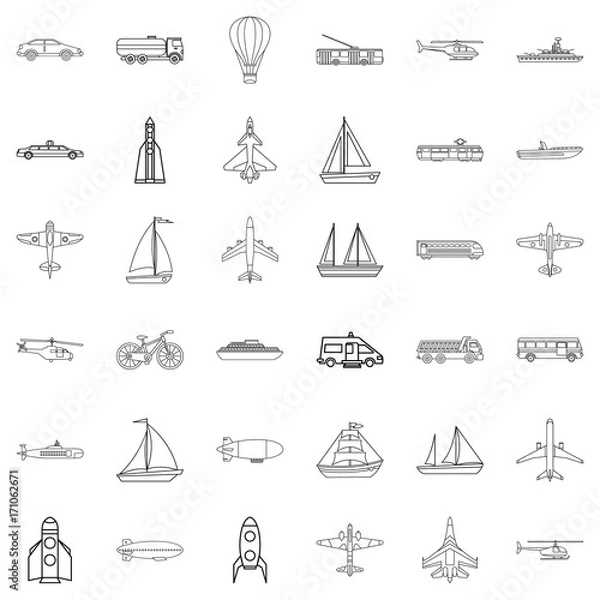 Fototapeta Blimp icons set, outline style