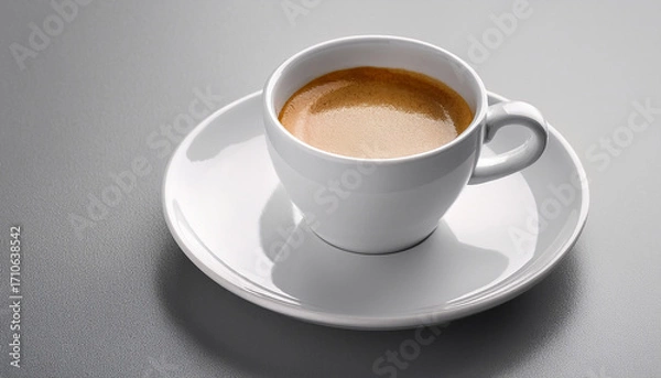 Fototapeta White Porcelain Espresso Cup With Saucer Clean And Minimal