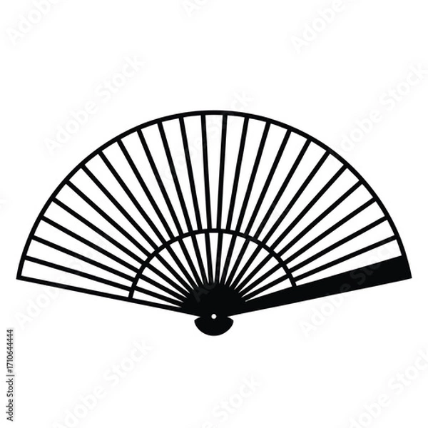 Obraz Elegant open black traditional japanese fan radiating lines for decorative accents