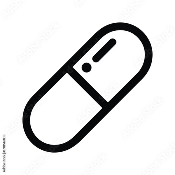 Obraz Simple outline icon of a pharmaceutical capsule or pill for medical and health applications