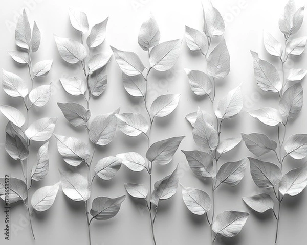 Fototapeta Abstract arrangement of white leaves and branches