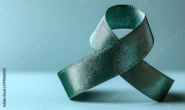 Fototapeta Teal ribbon, simple, elegant, symbolic