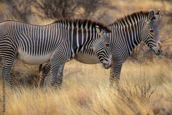 Obraz Grevy's Zebra walking in the Savannah at the Samburu national park in Kenya