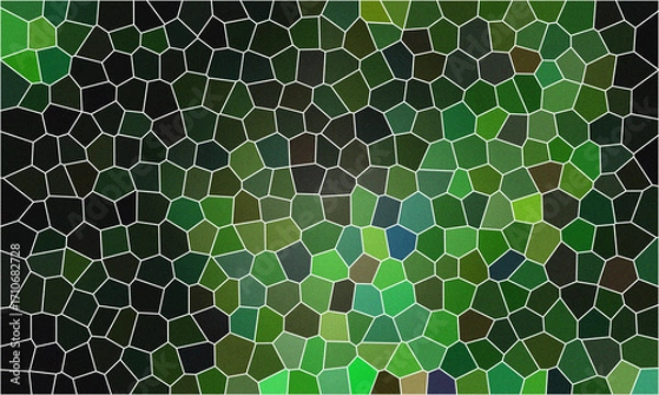 Fototapeta Abstract mosaic pattern with organic shapes and vibrant green and dark tones creating a textured background