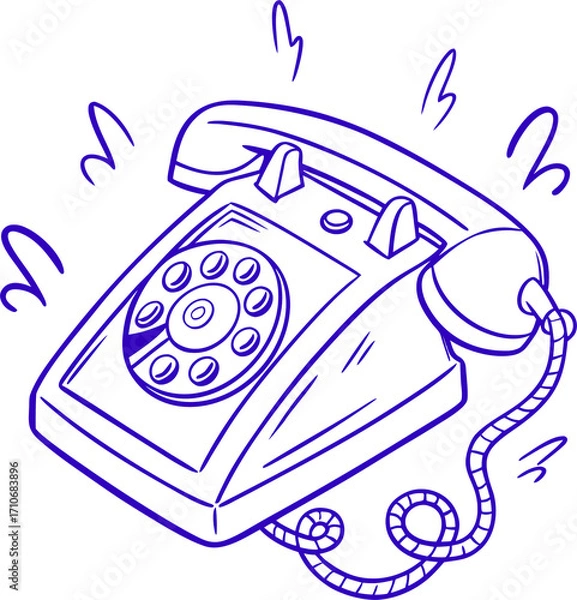Fototapeta Vintage Rotary Phone: Retro Communication Illustration Isolated on Transparent Background