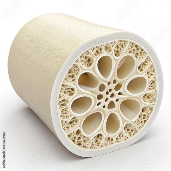 Obraz Detailed 3 D cross section of a human bone showing trabecular and cortical structures