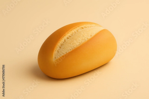 Obraz 3D cartoon bread roll on beige background