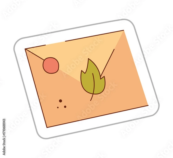 Fototapeta Sticker with envelope. Color hand drawn clipart illustration.