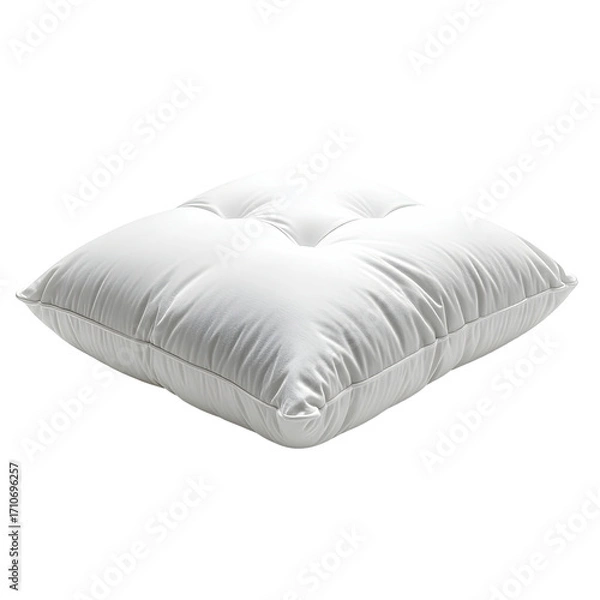 Fototapeta Square white pillow with subtle quilted texture and center button