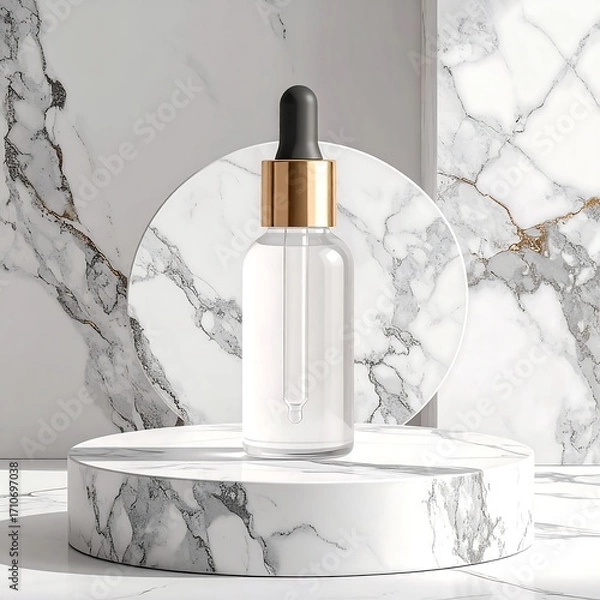 Obraz Elegant clear dropper bottle on marble