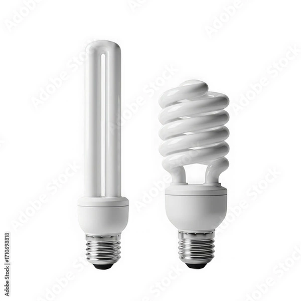 Fototapeta 3d energy saving light bulb models realistic render isolated on transparent background