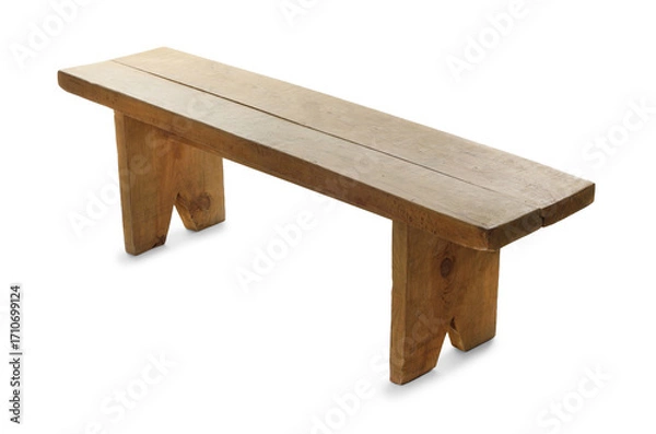 Fototapeta Wooden bench isolated on white. Used stuff