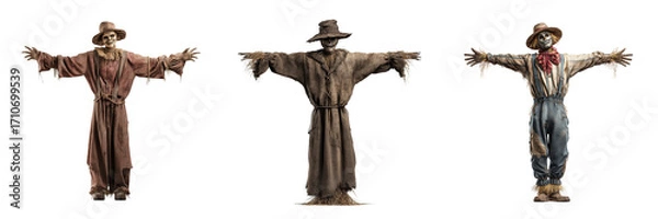 Fototapeta Scarecrow decoration farm field digital art autumn close-up view