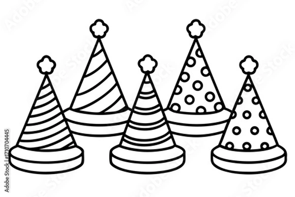 Fototapeta Minimalist Birthday Hat Vector Set