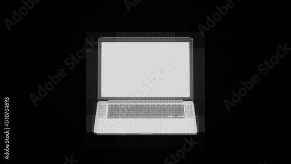Obraz Halftone Laptop Black Background Front View 3d illustration
