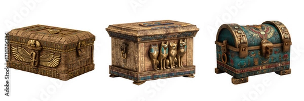 Fototapeta Exploring ancient treasure chests egypt 3d models artistic close-up