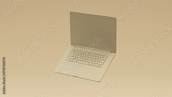 Obraz Beige Laptop Neutral Gradient Background 3d illustration