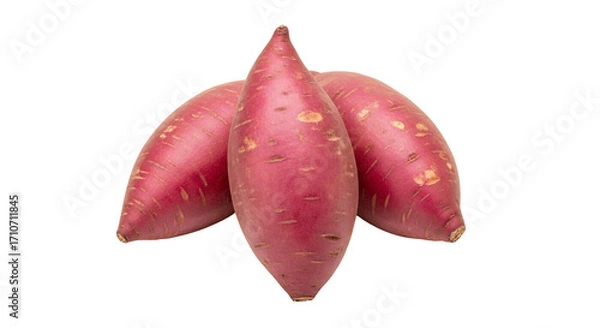 Fototapeta Three red sweet potatoes isolated on transparent background