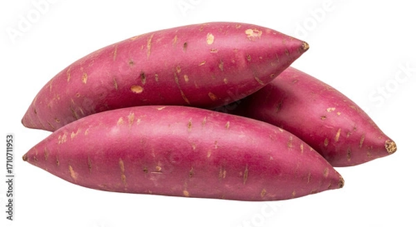 Fototapeta Three red sweet potatoes on transparent background