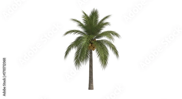 Fototapeta Tropical palm tree with coconuts isolated on transparent background