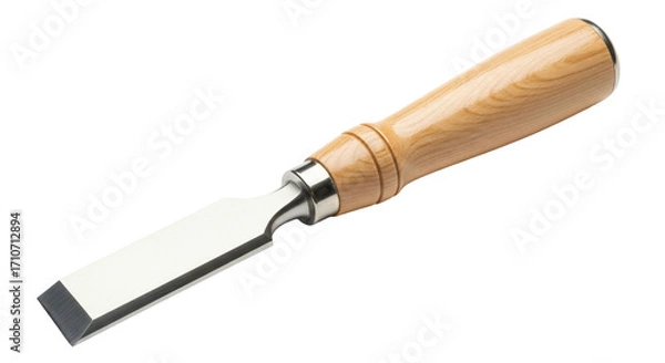 Fototapeta Wood chisel tool with wooden handle isolated on transparent background