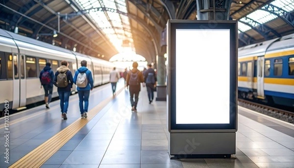 Fototapeta Empty billboard at train station
