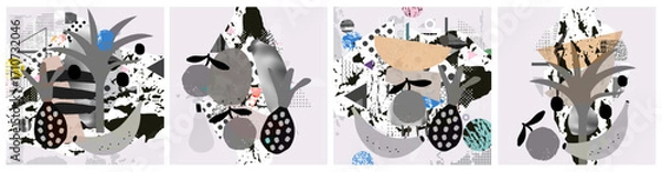 Fototapeta Geometric Abstract Vector Collage with Artistic Shapes and Textures. Creative Backgrounds for Posters, Flyers, Brochures, and Branding