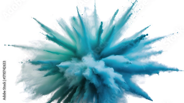 Obraz Explosive Burst of Blue and Teal Powder in Dynamic Motion