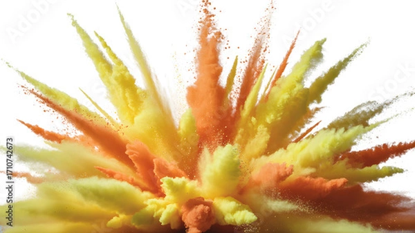 Obraz Explosive Burst of Vibrant Orange and Yellow Color Powder Art