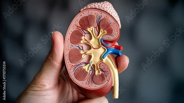 Obraz Anatomical Model of a Kidney Held in Hand