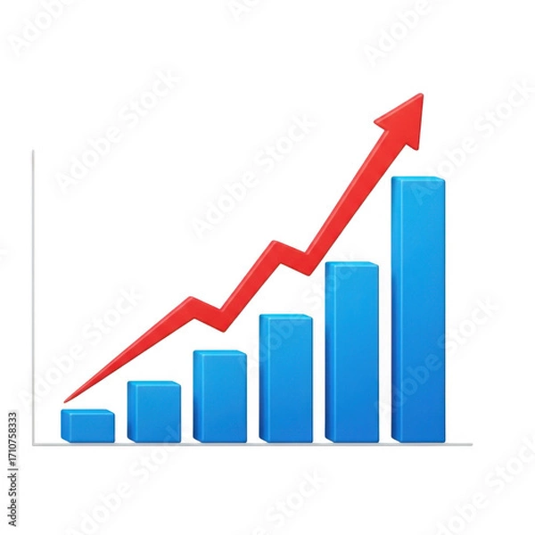Obraz Upward trend arrow graph showing increasing business growth and financial success transparent background