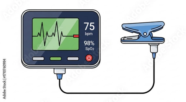 Fototapeta Pulse oximeter, a medical device that indirectly monitors the oxygen saturation of a patients blood and heart rate