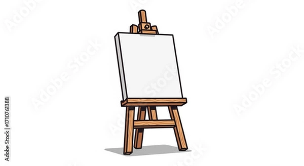 Fototapeta Illustration of an easel with a blank canvas, , a tool for artists to create paintings and drawings