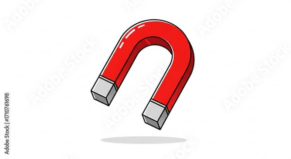 Fototapeta Illustration of a red horseshoe magnet, representing attraction, magnetism, and the power of drawing things together
