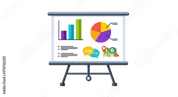 Fototapeta Presentation board with charts and graphs, a vector illustration, perfect for business, data, and analysis projects