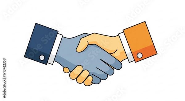 Fototapeta Illustration of a handshake between two people, symbolizing agreement, partnership, and successful business deals
