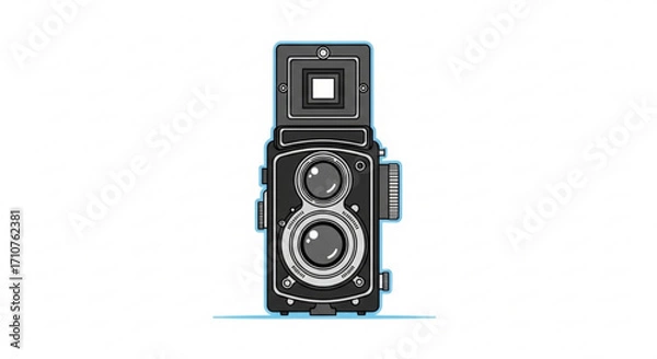 Fototapeta Illustration of a vintage twinlens reflex camera, representing photography, nostalgia, and classic technology