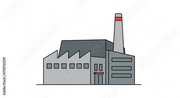 Fototapeta Illustration of a factory, representing industrial production, manufacturing, and the built environment with its architecture