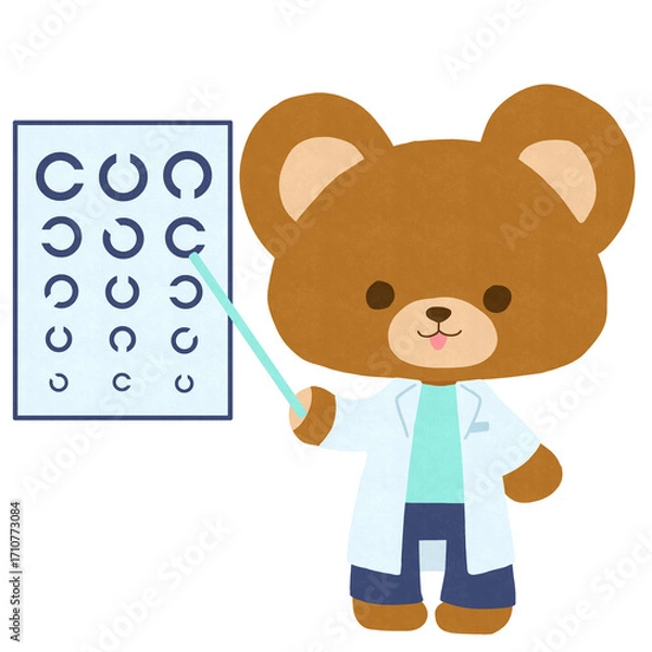Obraz 視力検査する白衣を着たクマのイラスト
