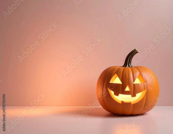 Fototapeta 室内に置かれた一つのハロウィンかぼちゃ。